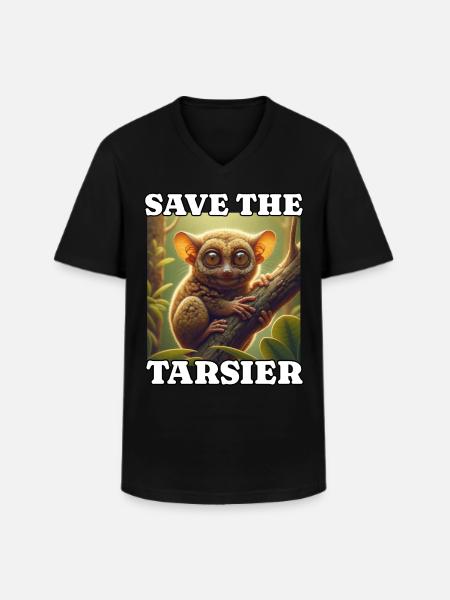 Save tarsier - Men's V-Neck T-Shirt - black