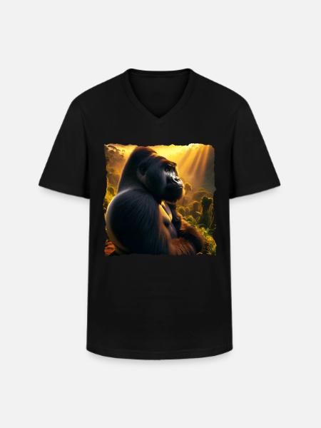 Mountain gorilla - Men's V-Neck T-Shirt - black