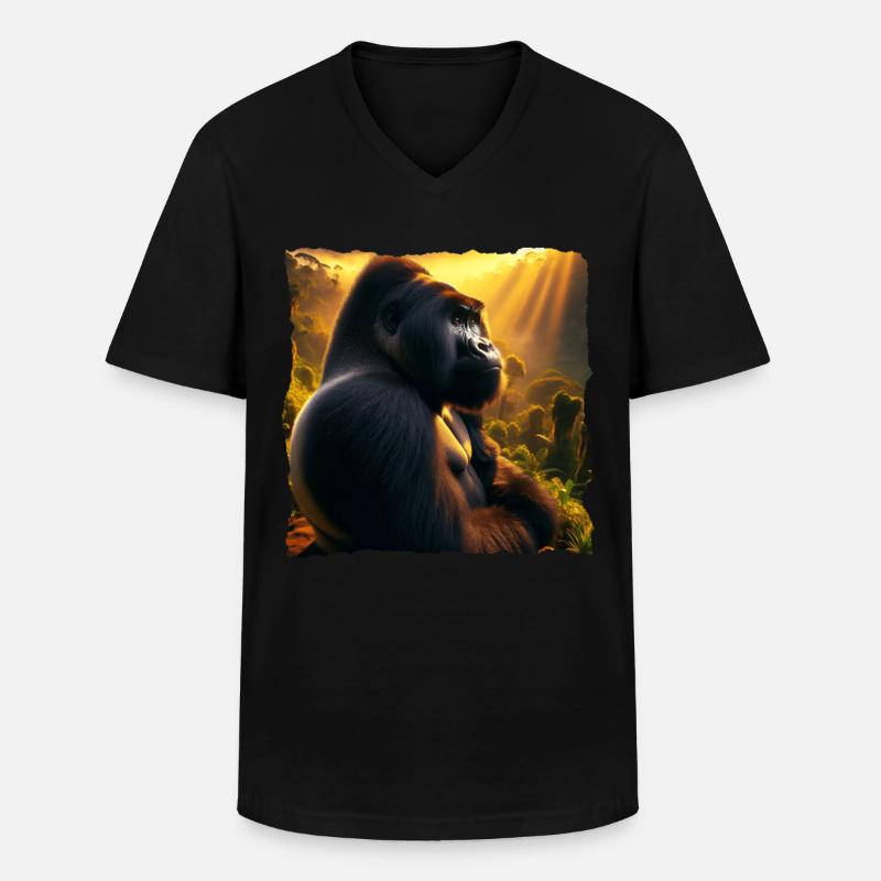 Berggorilla - Männer-T-Shirt mit V-Ausschnitt - Schwarz