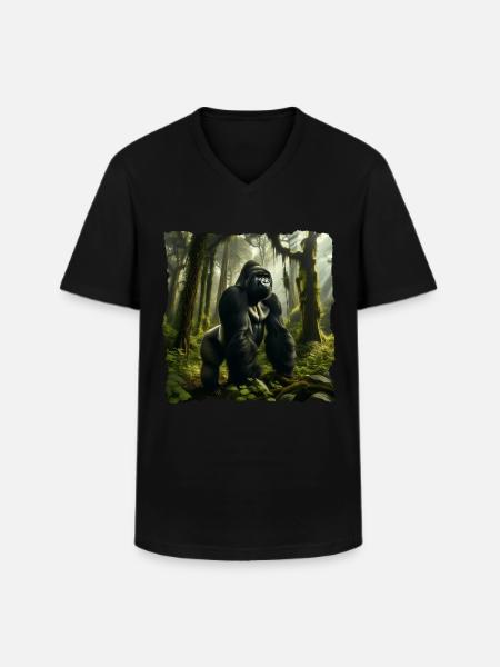 Mountain gorilla - Men's V-Neck T-Shirt - black