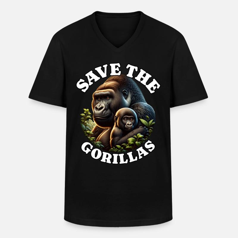 Mountain gorilla - Men's V-Neck T-Shirt - black