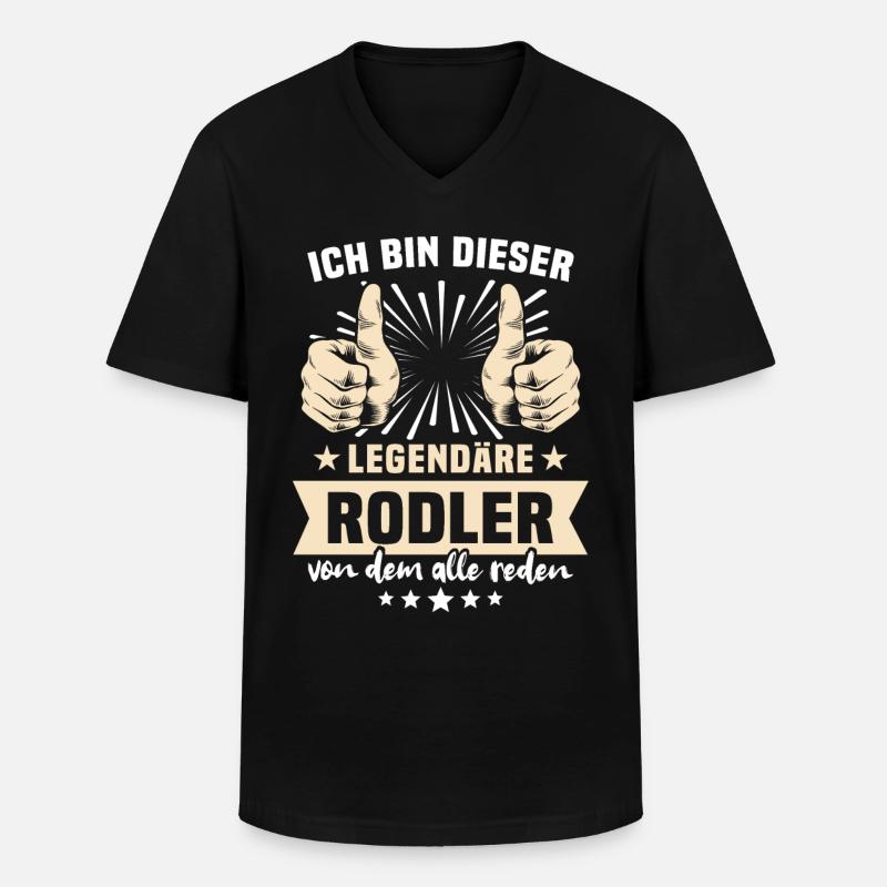 Rodler Sprüche - Männer-T-Shirt mit V-Ausschnitt - Schwarz