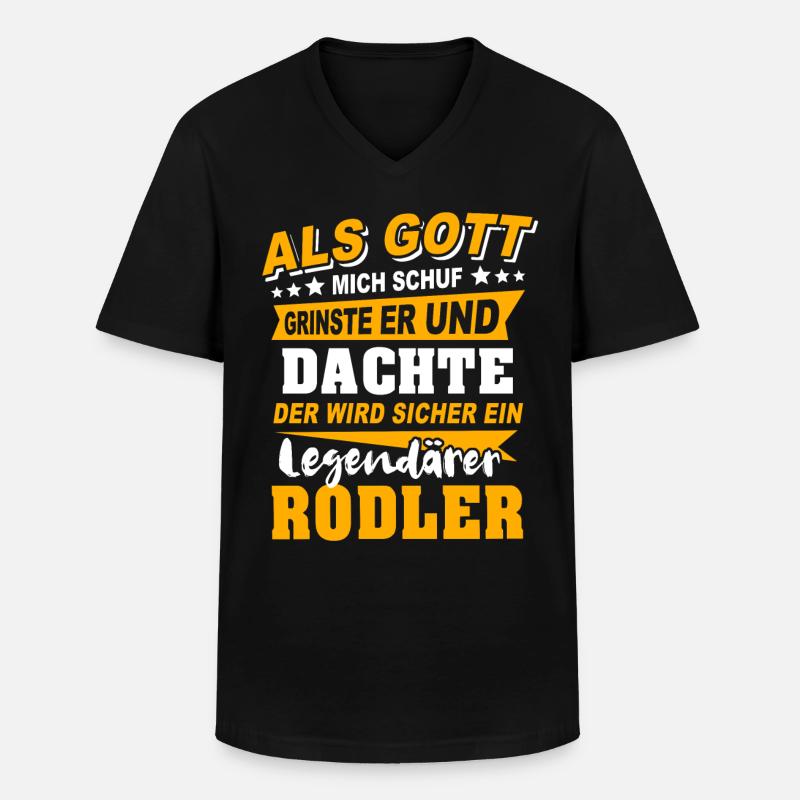 Rodler Rodeln - Männer-T-Shirt mit V-Ausschnitt - Schwarz