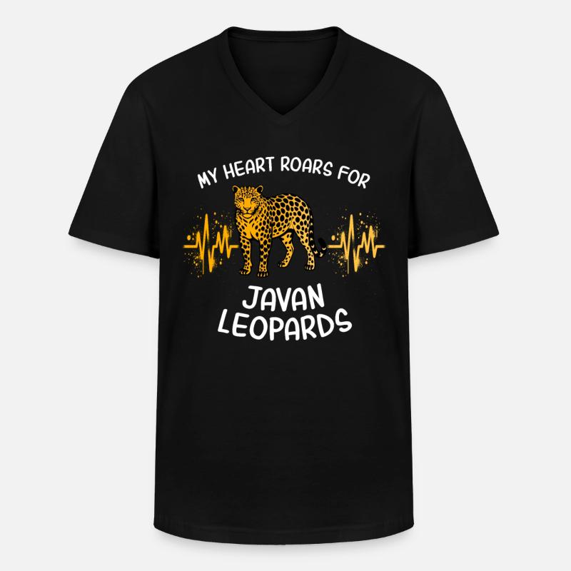 Gamme Java Leopard Heart - T-shirt col V Homme - noir