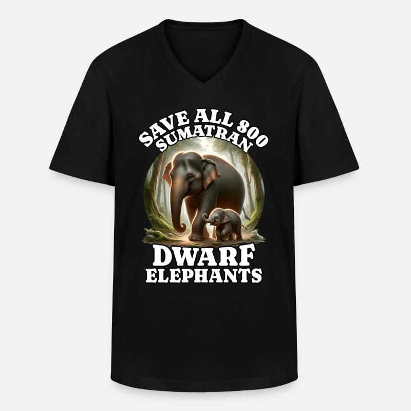 Save Zwergelefant - Männer-T-Shirt mit V-Ausschnitt - Schwarz