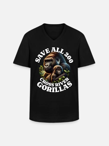 Save Cross River Gorilla - Männer-T-Shirt mit V-Ausschnitt - Schwarz