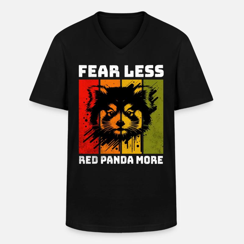 Roter Panda - Männer-T-Shirt mit V-Ausschnitt - Schwarz