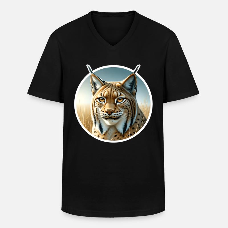 Iberischer Luchs - Männer-T-Shirt mit V-Ausschnitt - Schwarz