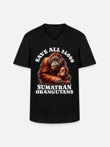 Save Orangutan - Men's V-Neck T-Shirt - black