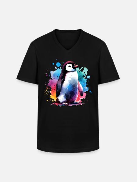 Penguin - Men's V-Neck T-Shirt - black