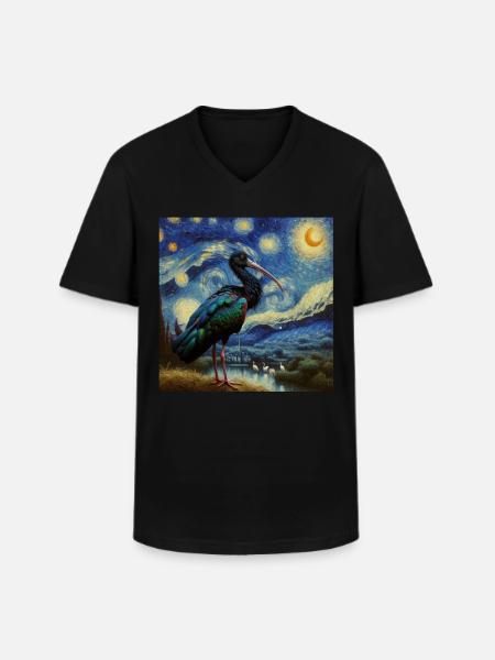 Waldrapp Starry Night - Männer-T-Shirt mit V-Ausschnitt - Schwarz