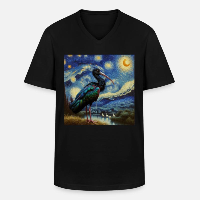 Waldrapp Starry Night - Männer-T-Shirt mit V-Ausschnitt - Schwarz