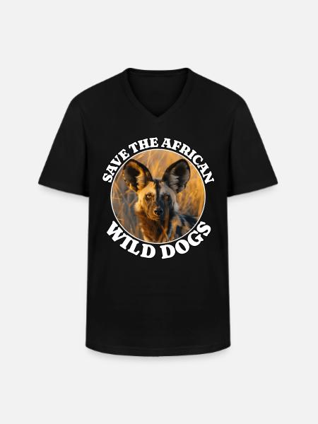 painted hunting dog - Men's V-Neck T-Shirt - black