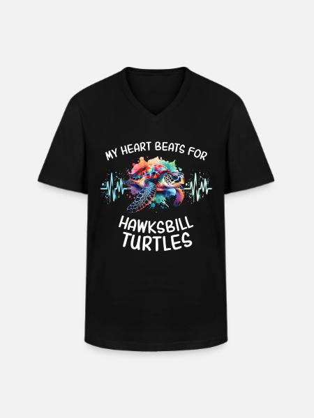 Hawksbill turtle heartline - Men's V-Neck T-Shirt - black