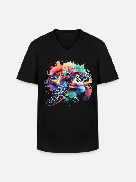 Hawksbill turtle - Men's V-Neck T-Shirt - black