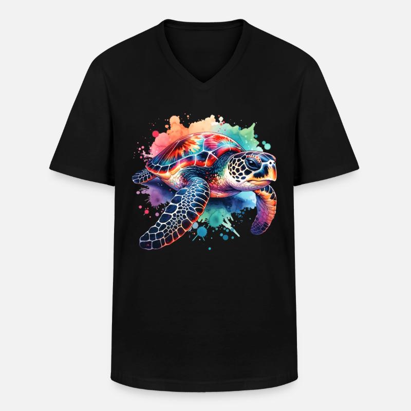 Karettschildkröte - Männer-T-Shirt mit V-Ausschnitt - Schwarz