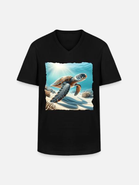 Hawksbill turtle - Men's V-Neck T-Shirt - black