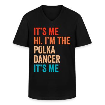 Drôle de dicton polka - T-shirt col V Homme - noir - Devant - AI Model Male 178 dark (178cm)