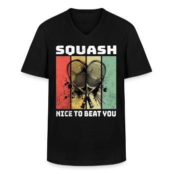 Dictons sur le squash - T-shirt col V Homme - noir - Devant - AI Model Male 178 dark (178cm)