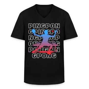 Ping Pong - Men's V-Neck T-Shirt - black - Front - AI Model Male 178 dark (178cm)