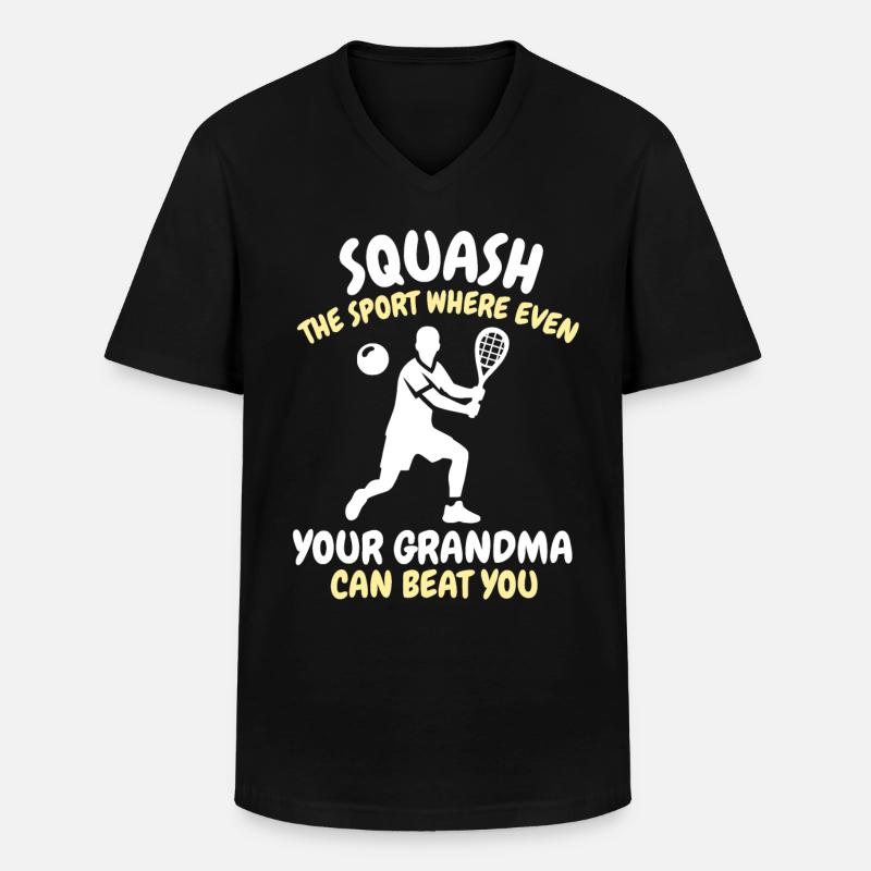 Lustiger Squash Spruch - Männer-T-Shirt mit V-Ausschnitt - Schwarz