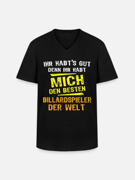 biBillardspieler Geschenk - Männer-T-Shirt mit V-Ausschnitt - Schwarz