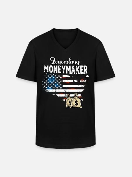 Geldverdiener US - Männer-T-Shirt mit V-Ausschnitt - Schwarz