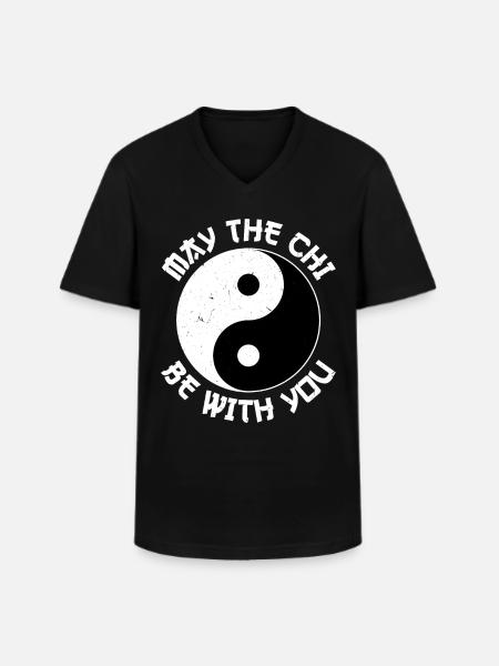 Yin Yang Tai Chi - T-shirt col V Homme - noir