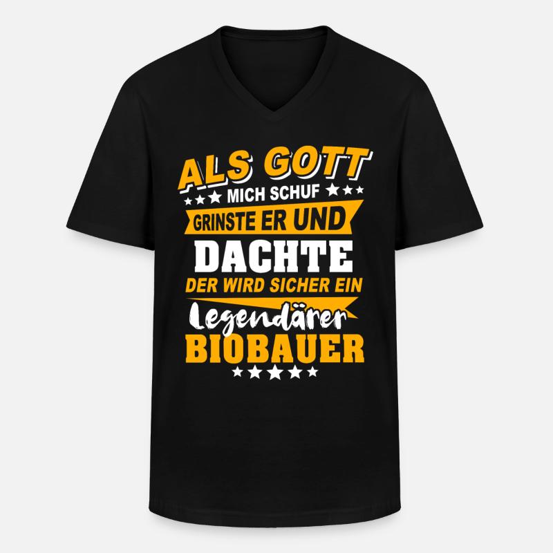Biobauer Sprüche - Männer-T-Shirt mit V-Ausschnitt - Schwarz