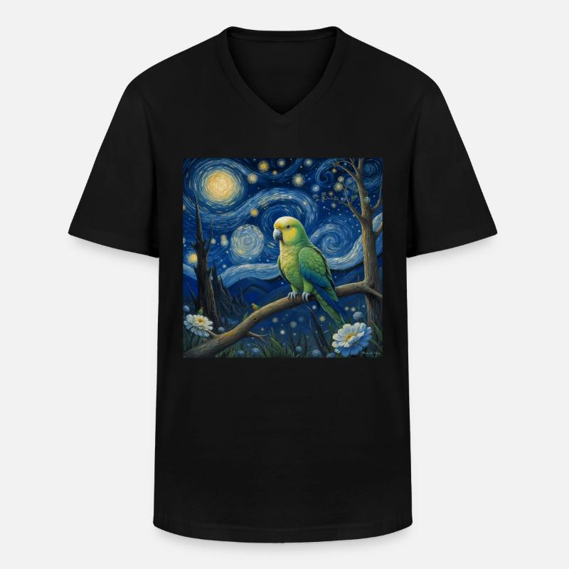 Mönchssittich Starry Night - Männer-T-Shirt mit V-Ausschnitt - Schwarz