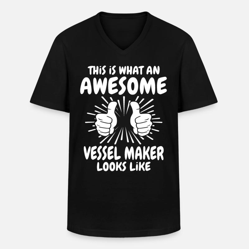 Constructeurs - T-shirt col V Homme - noir