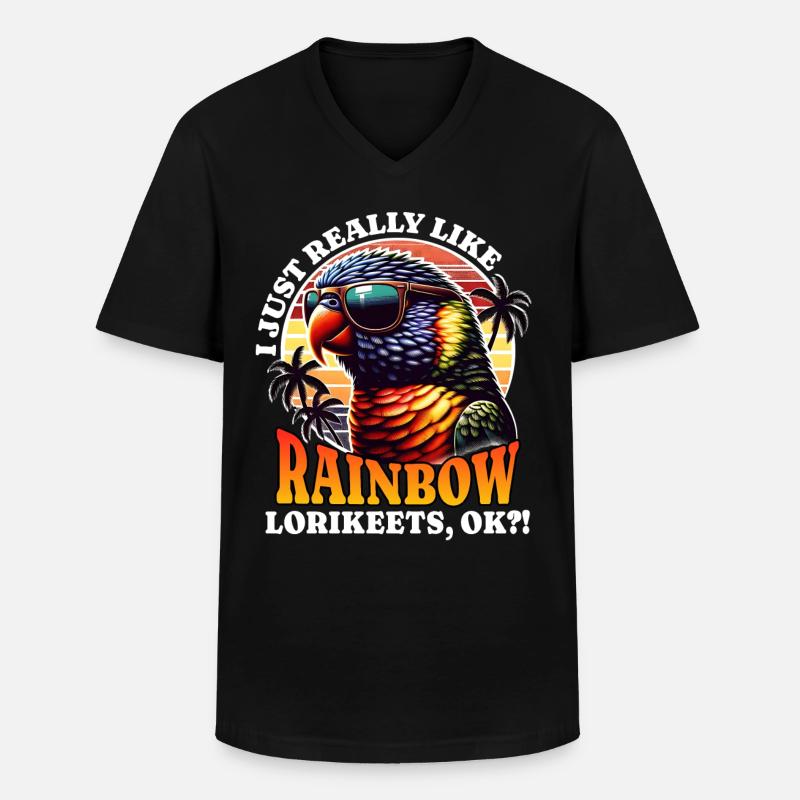 Ich Liebe Regenbogenlori Spruch - Männer-T-Shirt mit V-Ausschnitt - Schwarz