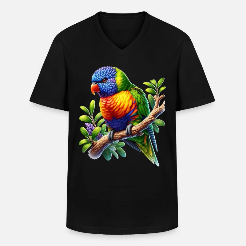 Regenbogenlori - Männer-T-Shirt mit V-Ausschnitt - Schwarz