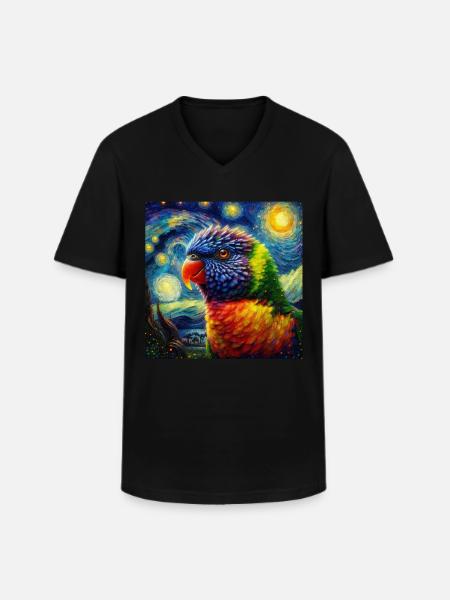 Rainbow Lorikeet Starry Night - Men's V-Neck T-Shirt - black