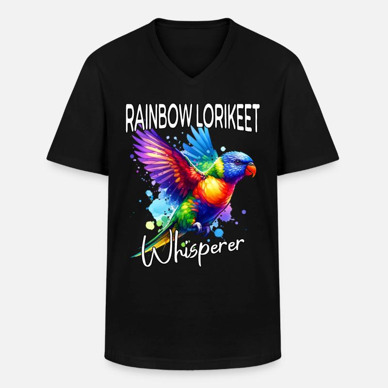 Regenbogenlori Flüsterer - Männer-T-Shirt mit V-Ausschnitt - Schwarz