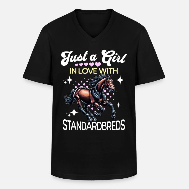 Traber Mädchen Standardbred - Männer-T-Shirt mit V-Ausschnitt - Schwarz