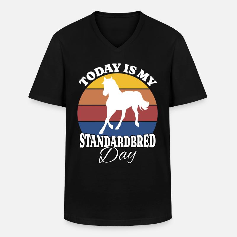 Traber Standardbred - Männer-T-Shirt mit V-Ausschnitt - Schwarz