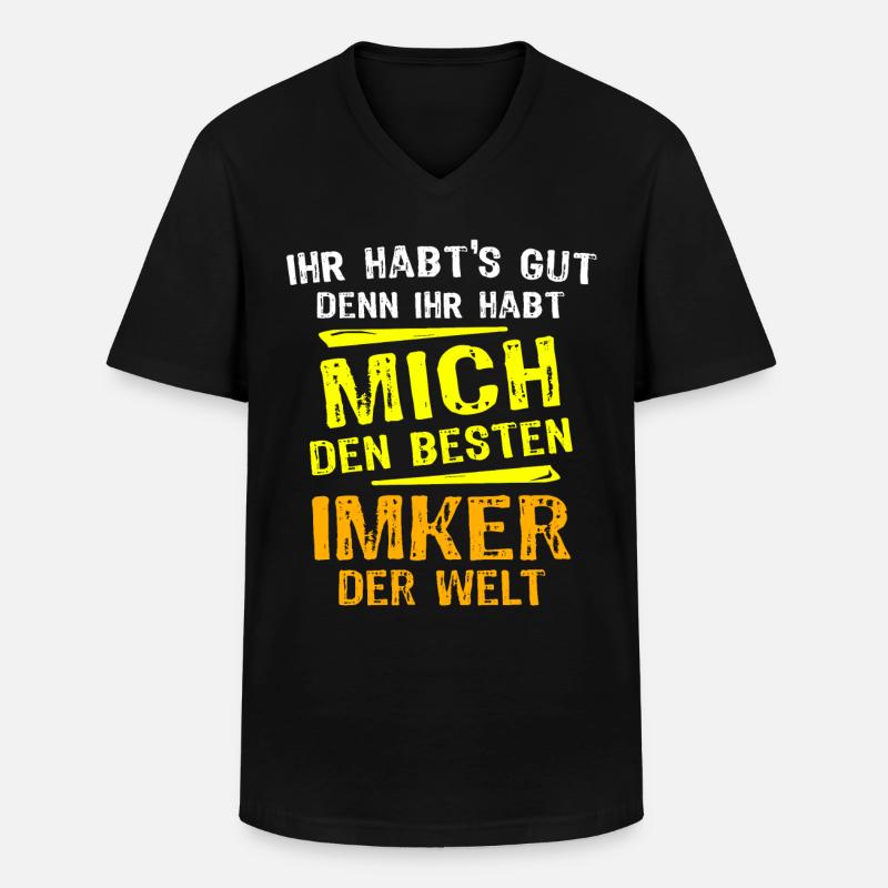 Imker Geschenk - Männer-T-Shirt mit V-Ausschnitt - Schwarz