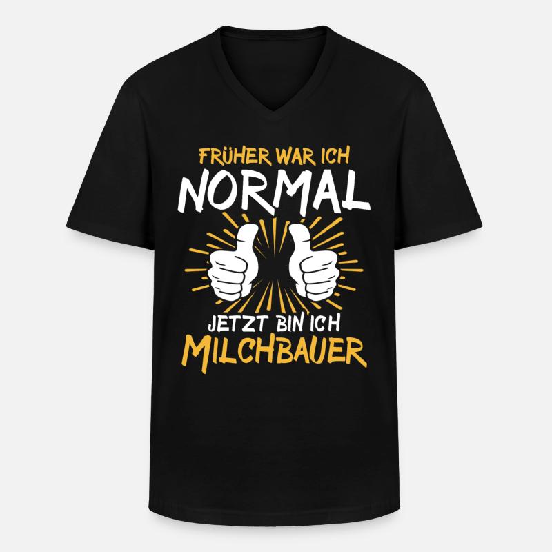 Milchbauer Spruch - Männer-T-Shirt mit V-Ausschnitt - Schwarz