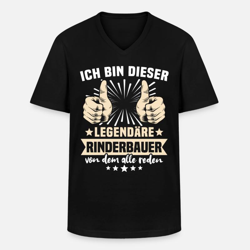 Rinderbauer Sprüche - Männer-T-Shirt mit V-Ausschnitt - Schwarz