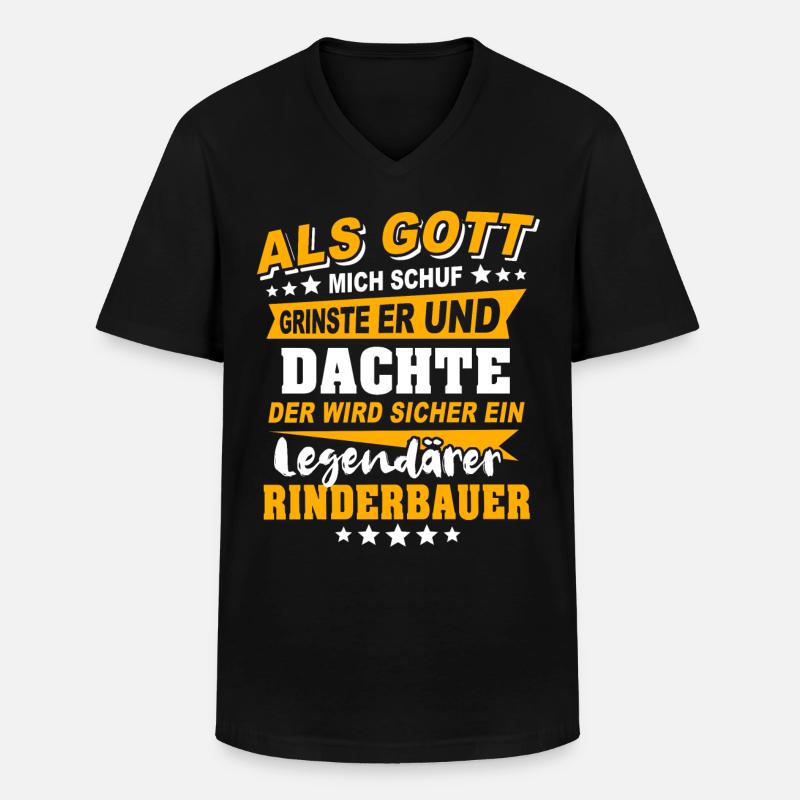 Rinderbauer Sprüche - Männer-T-Shirt mit V-Ausschnitt - Schwarz