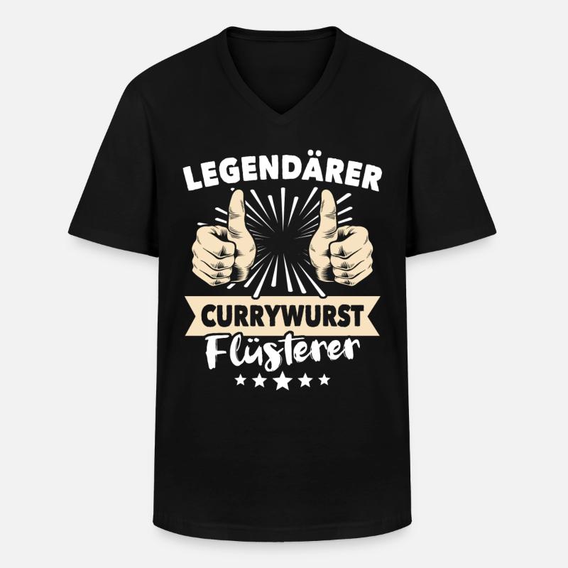 Currywurst Sprüche - Männer-T-Shirt mit V-Ausschnitt - Schwarz