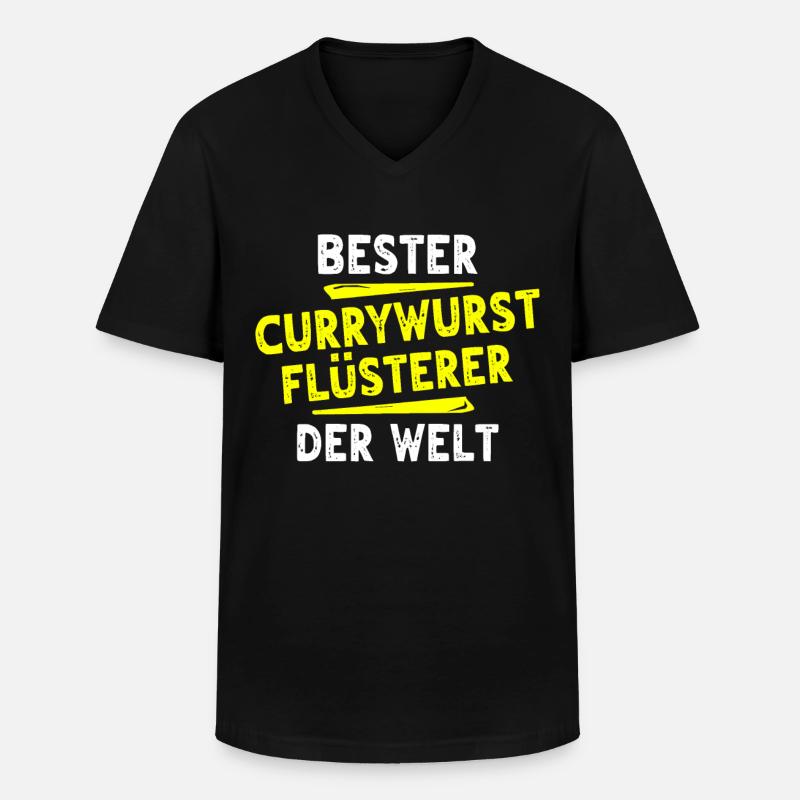 Currywurst Geschenk - Männer-T-Shirt mit V-Ausschnitt - Schwarz