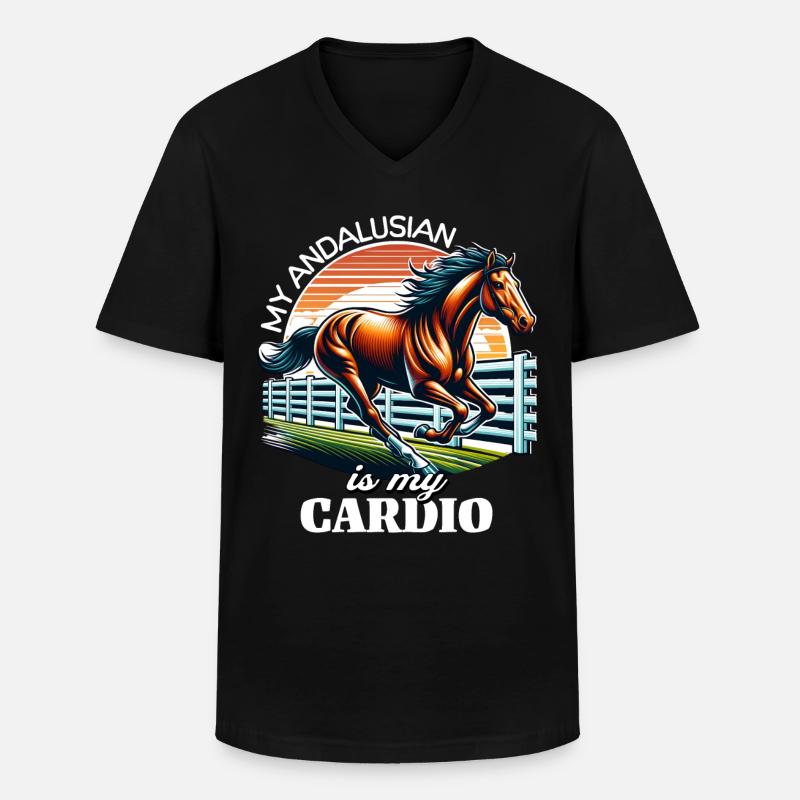 Andalusier Pferd - Männer-T-Shirt mit V-Ausschnitt - Schwarz