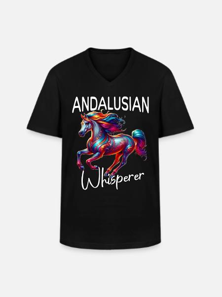 Cheval chuchoteur andalou - T-shirt col V Homme - noir