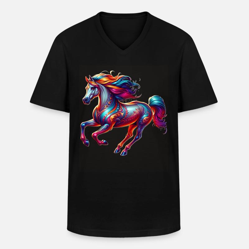 Andalusier Pferd - Männer-T-Shirt mit V-Ausschnitt - Schwarz