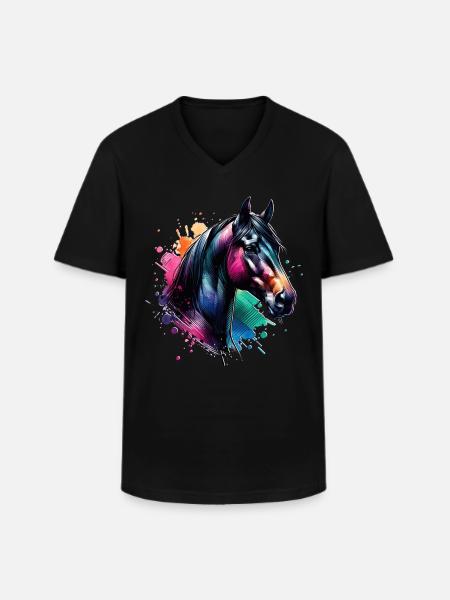 Andalusier Motiv Pferd - Männer-T-Shirt mit V-Ausschnitt - Schwarz