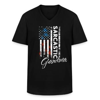 Mamie sarcastique - T-shirt col V Homme - noir - Devant - AI Model Male 178 dark (178cm)
