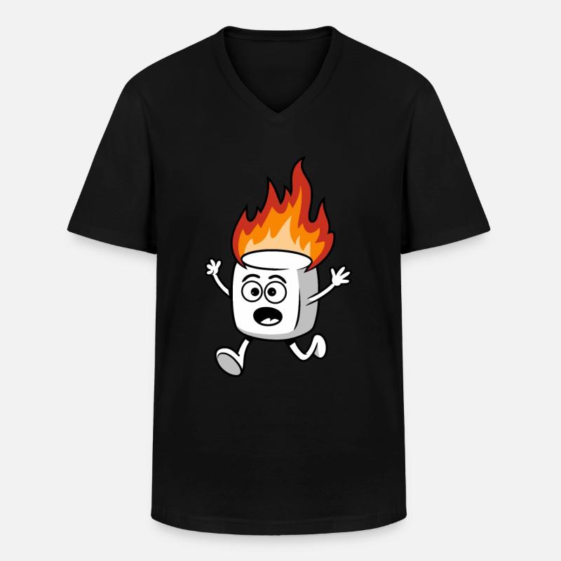 Marshmallow Brennt - Männer-T-Shirt mit V-Ausschnitt - Schwarz