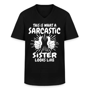 Sarkastischer Schwester - Männer-T-Shirt mit V-Ausschnitt - Schwarz - Vorne - AI Model Male 178 dark (178cm)